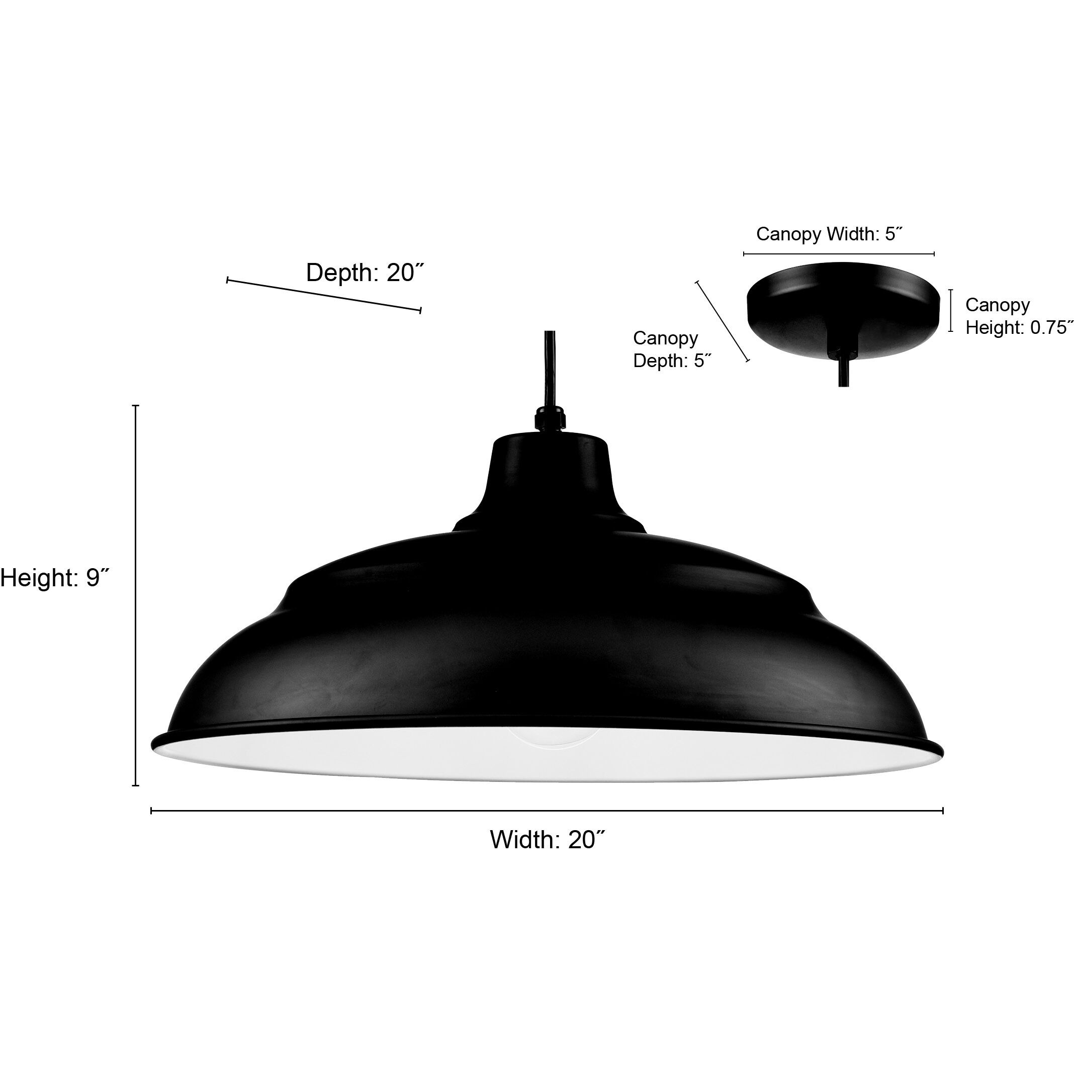 R Series 1 Light 20 inch Satin Black Outdoor Pendant